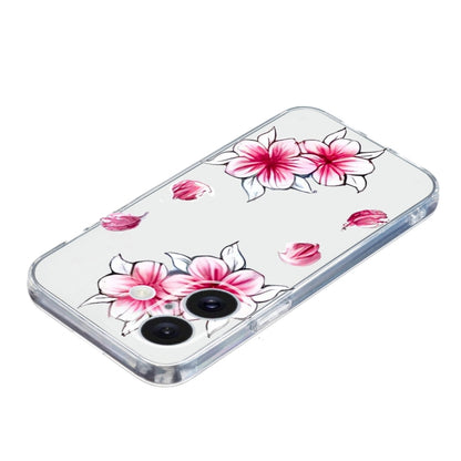 For iPhone 16 Plus Colored Drawing Pattern Transparent TPU Phone Case(Sakura) - iPhone 16 Plus Cases by buy2fix | Online Shopping UK | buy2fix