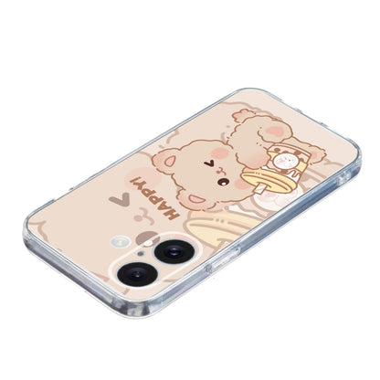 For iPhone 16 Plus Colored Drawing Pattern Transparent TPU Phone Case(Bear) - iPhone 16 Plus Cases by buy2fix | Online Shopping UK | buy2fix