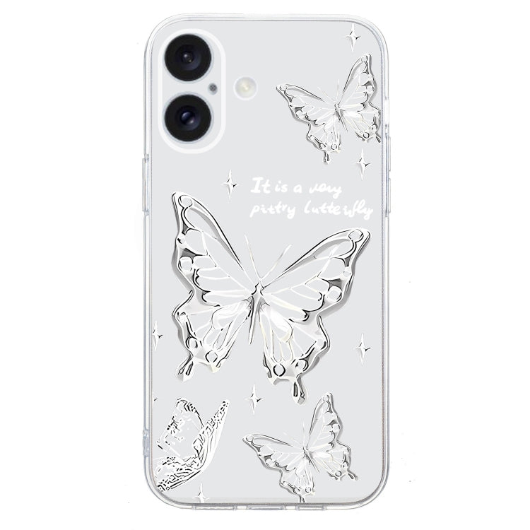 For iPhone 16 Plus Colored Drawing Pattern Transparent TPU Phone Case(Butterflies) - iPhone 16 Plus Cases by buy2fix | Online Shopping UK | buy2fix