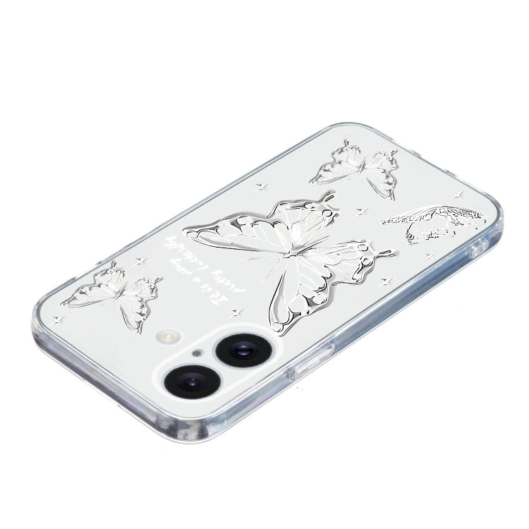 For iPhone 16 Plus Colored Drawing Pattern Transparent TPU Phone Case(Butterflies) - iPhone 16 Plus Cases by buy2fix | Online Shopping UK | buy2fix