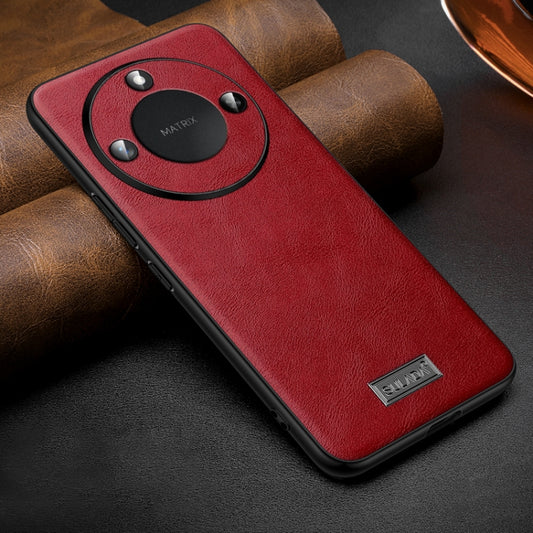 For Honor X60 SULADA Shockproof TPU Hybrid Handmade Leather Phone Case(Red) - Honor Cases by SULADA | Online Shopping UK | buy2fix