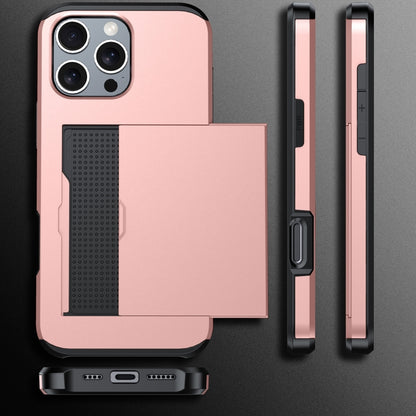 For iPhone 16 Pro Max Shockproof Armor Phone Case with Card Slot(Rose Gold) - iPhone 16 Pro Max Cases by buy2fix | Online Shopping UK | buy2fix