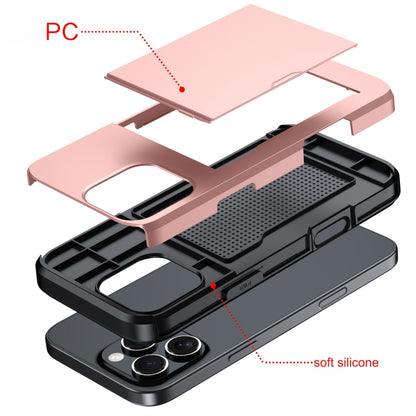 For iPhone 16 Pro Shockproof Armor Phone Case with Card Slot(Rose Red) - iPhone 16 Pro Cases by buy2fix | Online Shopping UK | buy2fix