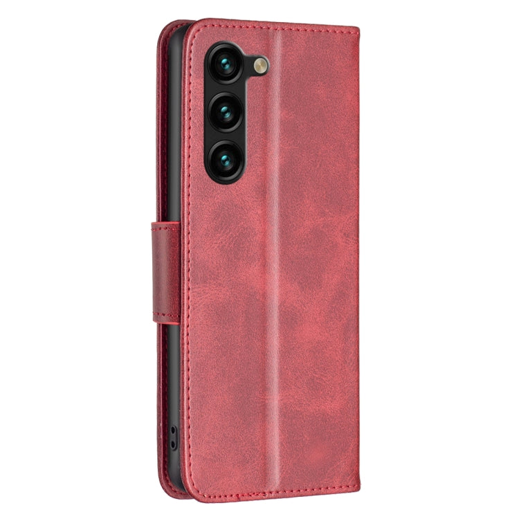 For Samsung Galaxy S25+ 5G Lambskin Texture Pure Color Flip Leather Phone Case(Red) - Galaxy S25+ 5G Cases by buy2fix | Online Shopping UK | buy2fix