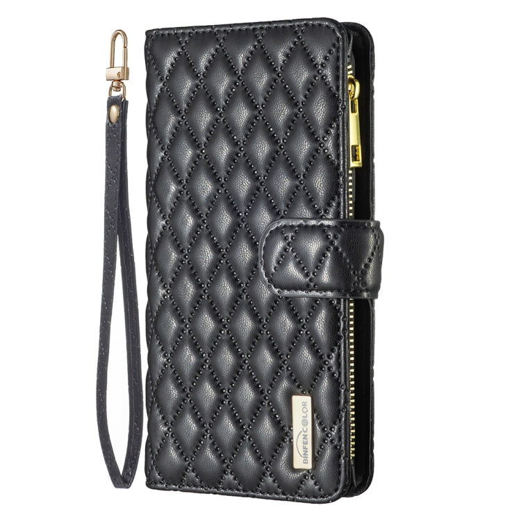 For Samsung Galaxy S25 5G Diamond Lattice Zipper Wallet Leather Flip Phone Case(Black) - Galaxy S25 5G Cases by buy2fix | Online Shopping UK | buy2fix