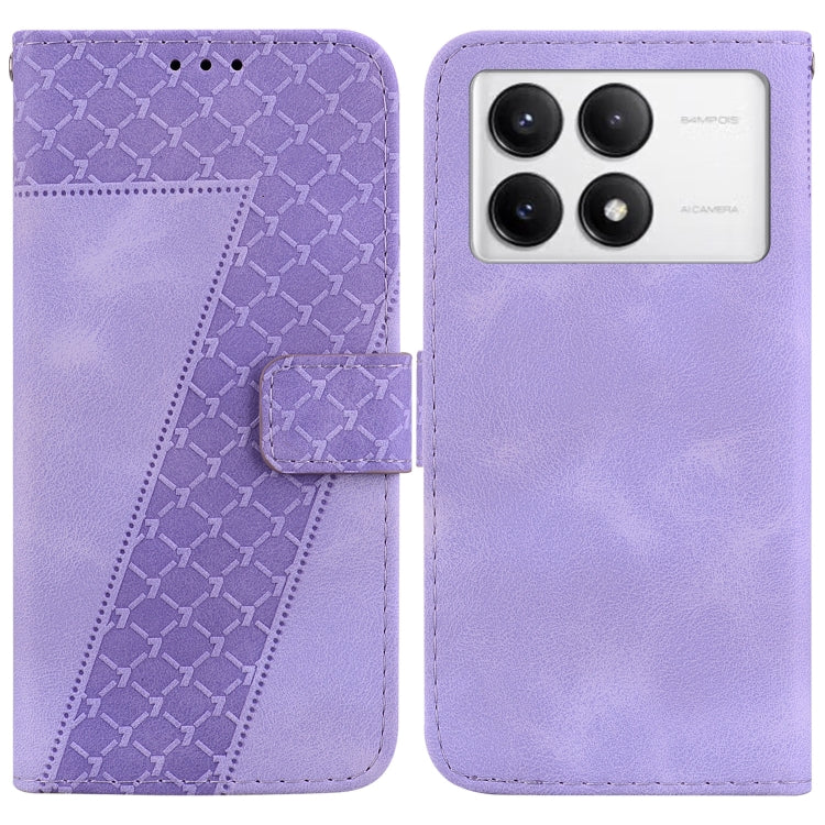 For Xiaomi Redmi K70 / K70 Pro Seven-shaped Embossed Leather Phone Case(Purple) - K70 Cases by buy2fix | Online Shopping UK | buy2fix