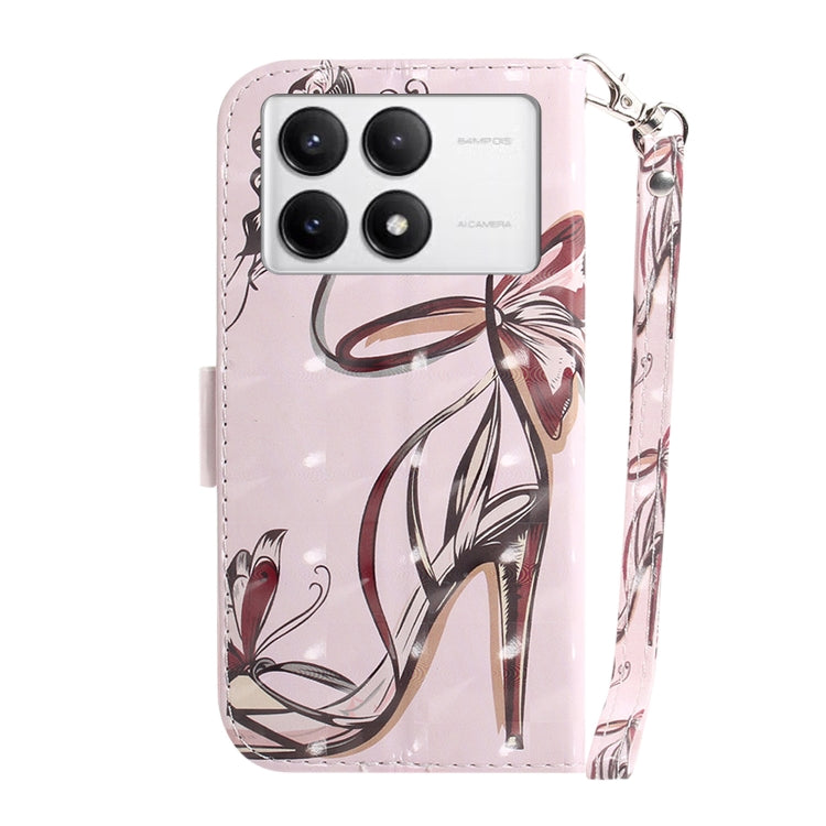 For Xiaomi Redmi K70 Pro / K70 3D Colored Flip Leather Phone Case(Butterfly High-heeled) - K70 Cases by buy2fix | Online Shopping UK | buy2fix