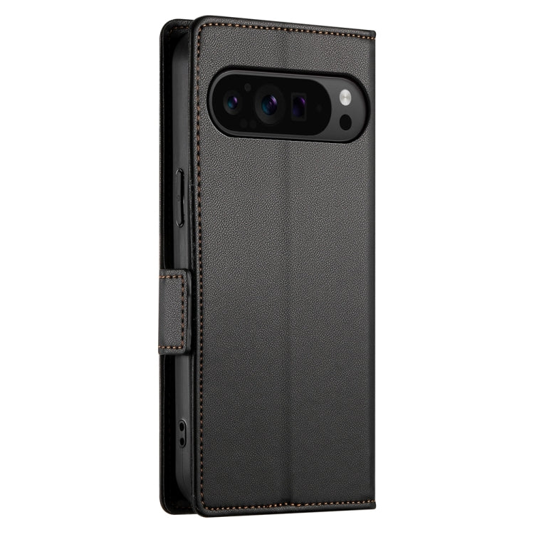 For Google Pixel 9 Pro Side Buckle Magnetic Frosted Leather Phone Case(Black) - Google Cases by buy2fix | Online Shopping UK | buy2fix