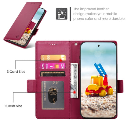 For Google Pixel 9 Pro Side Buckle Magnetic Frosted Leather Phone Case(Wine Red) - Google Cases by buy2fix | Online Shopping UK | buy2fix