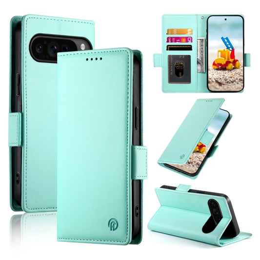 For Google Pixel 9 Pro Side Buckle Magnetic Frosted Leather Phone Case(Mint Green) - Google Cases by buy2fix | Online Shopping UK | buy2fix