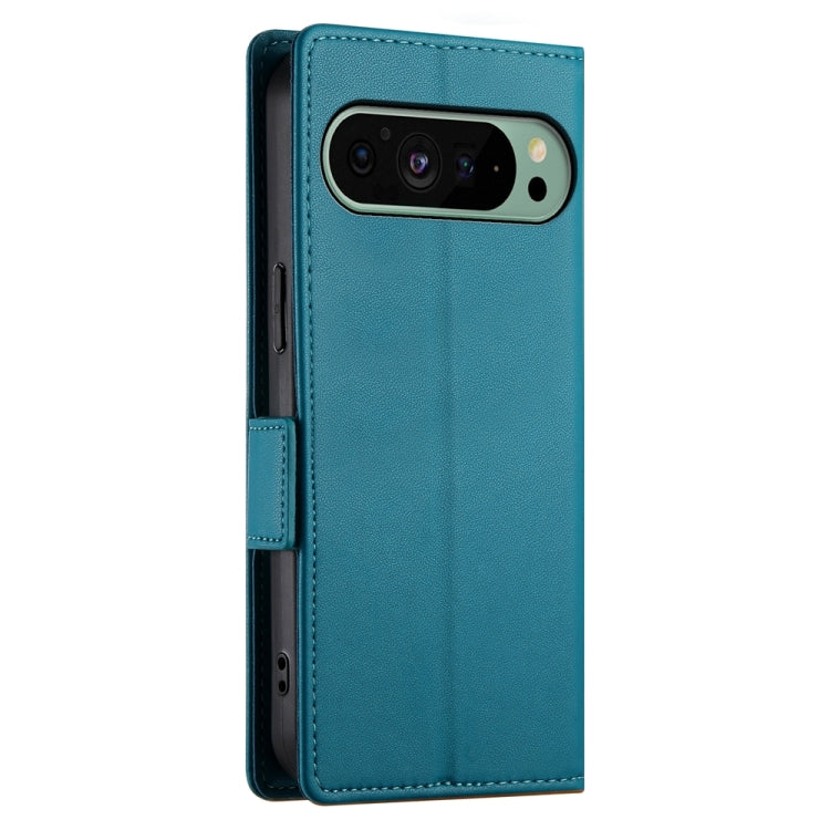 For Google Pixel 9 Side Buckle Magnetic Frosted Leather Phone Case(Blue) - Google Cases by buy2fix | Online Shopping UK | buy2fix