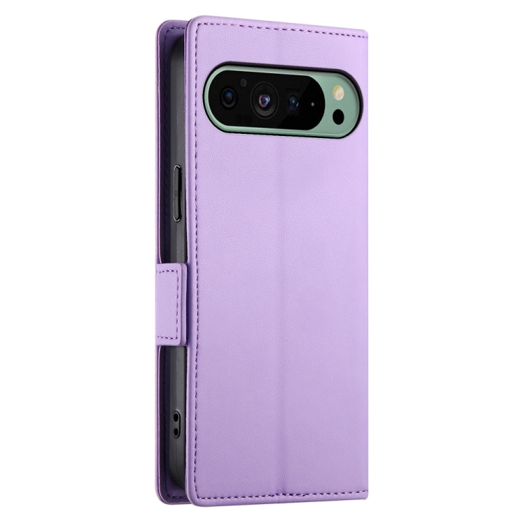 For Google Pixel 9 Side Buckle Magnetic Frosted Leather Phone Case(Purple) - Google Cases by buy2fix | Online Shopping UK | buy2fix