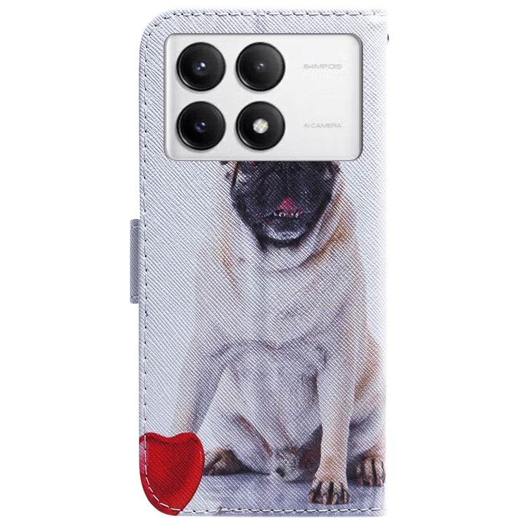 For Xiaomi Redmi K70 Pro / K70 Coloured Drawing Flip Leather Phone Case(Pug) - K70 Cases by buy2fix | Online Shopping UK | buy2fix