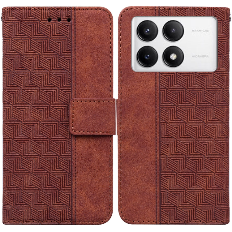 For Xiaomi Redmi K70 Pro / K70 Geometric Embossed Leather Phone Case(Brown) - K70 Cases by buy2fix | Online Shopping UK | buy2fix