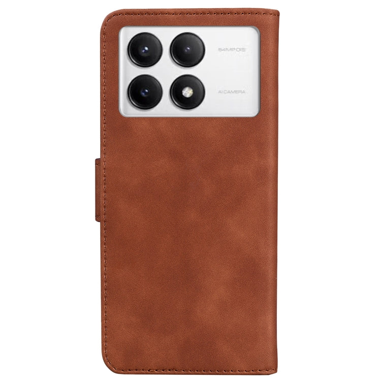 For Xiaomi Redmi K70 / K70 Pro Skin Feel Pure Color Flip Leather Phone Case(Brown) - K70 Cases by buy2fix | Online Shopping UK | buy2fix