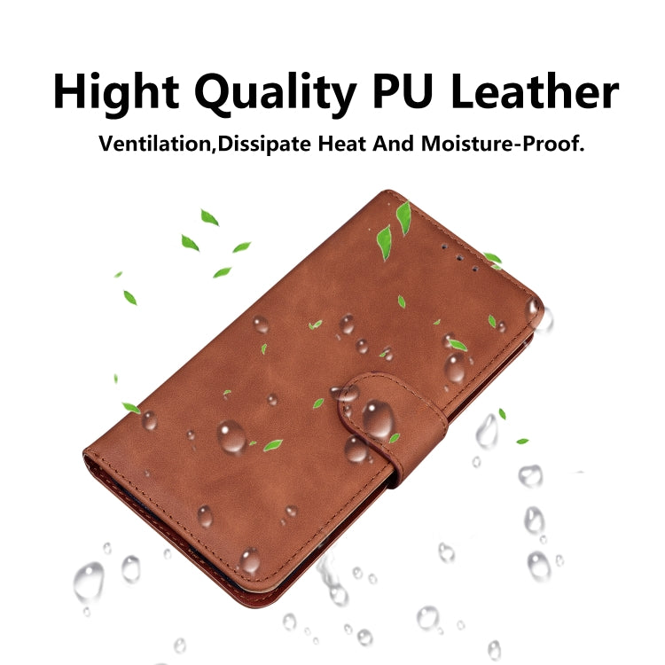 For Xiaomi Redmi K70 / K70 Pro Skin Feel Pure Color Flip Leather Phone Case(Brown) - K70 Cases by buy2fix | Online Shopping UK | buy2fix