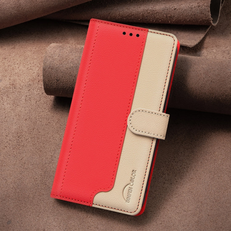 For iPhone 16 Plus Color Matching RFID Anti-theft Leather Phone Case(Red) - iPhone 16 Plus Cases by buy2fix | Online Shopping UK | buy2fix