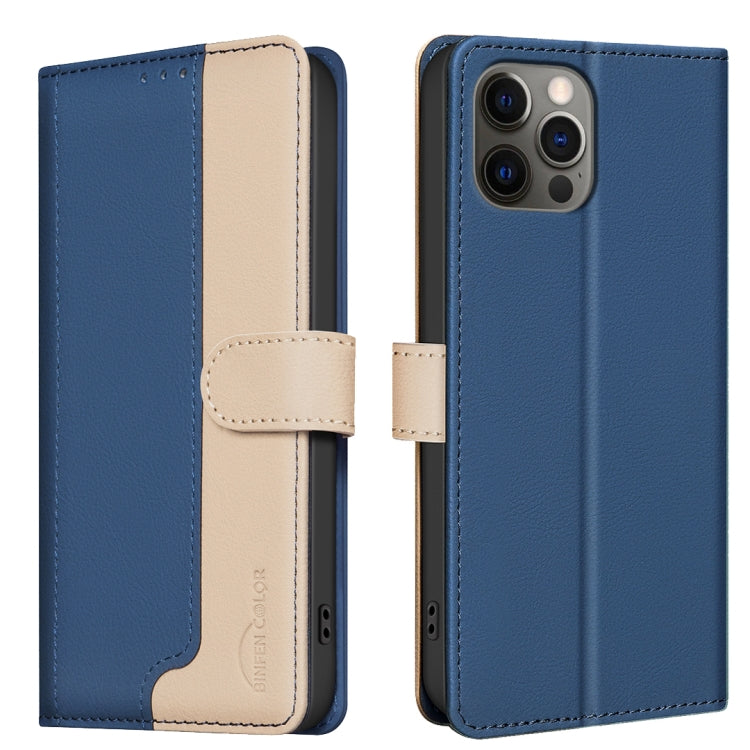 For iPhone 16 Pro Color Matching RFID Anti-theft Leather Phone Case(Blue) - iPhone 16 Pro Cases by buy2fix | Online Shopping UK | buy2fix