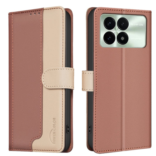 For Xiaomi Redmi K70 / K70 Pro Color Matching RFID Anti-theft Leather Phone Case(Brown) - Xiaomi Cases by buy2fix | Online Shopping UK | buy2fix