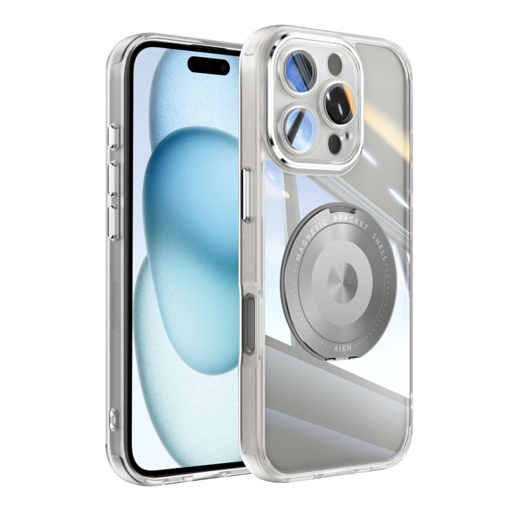 For iPhone 16 Pro Max 360 Holder Magsafe Acrylic Hybrid TPU Phone Case(Frosted White) - iPhone 16 Pro Max Cases by buy2fix | Online Shopping UK | buy2fix