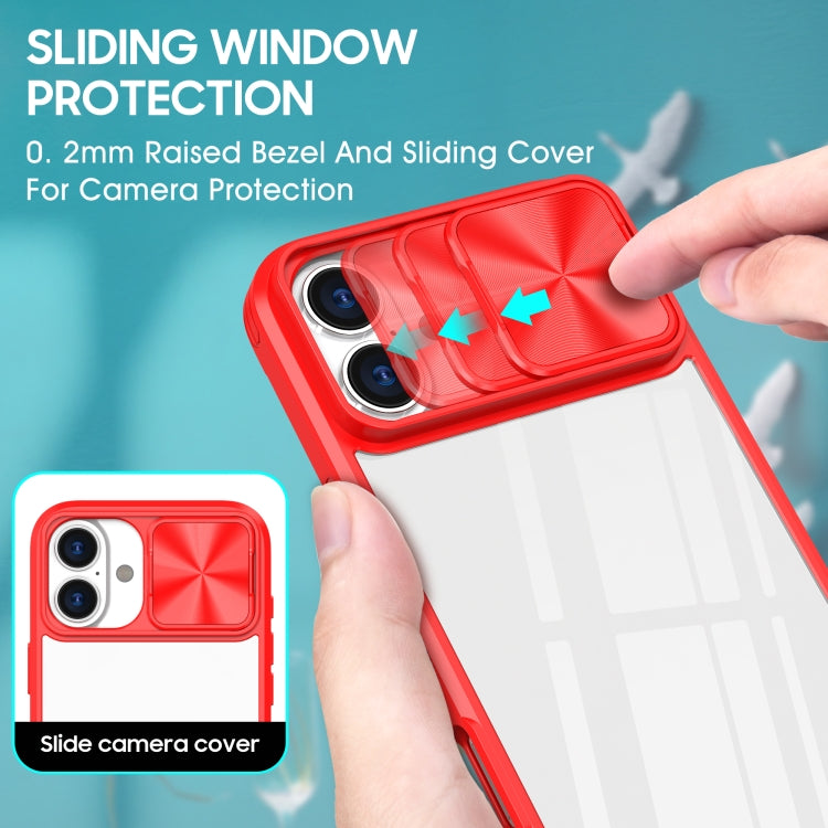 For iPhone 16 Pro Sliding Camshield Acrylic Hybrid TPU Phone Case(Red) - iPhone 16 Pro Cases by buy2fix | Online Shopping UK | buy2fix