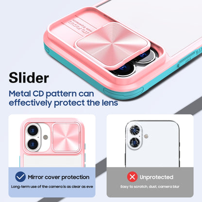 For iPhone 16 Pro Max Sliding Camshield Acrylic Hybrid TPU Phone Case(Pink Cyan) - iPhone 16 Pro Max Cases by buy2fix | Online Shopping UK | buy2fix