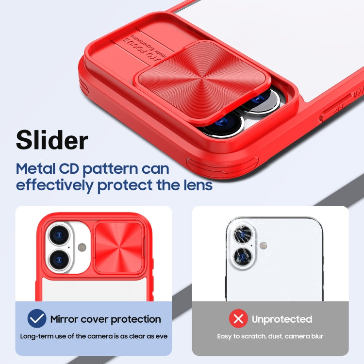 For iPhone 16 Pro Max Sliding Camshield Acrylic Hybrid TPU Phone Case(Red) - iPhone 16 Pro Max Cases by buy2fix | Online Shopping UK | buy2fix