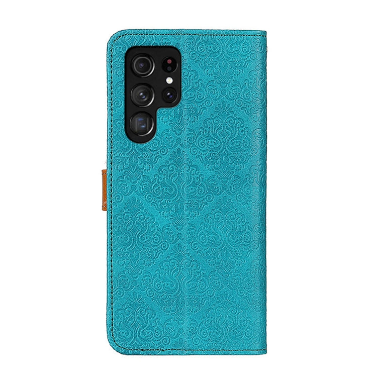 For Samsung Galaxy S25 Ultra 5G European Floral Embossed Leather Phone Case(Blue) - Galaxy S25 Ultra 5G Cases by buy2fix | Online Shopping UK | buy2fix