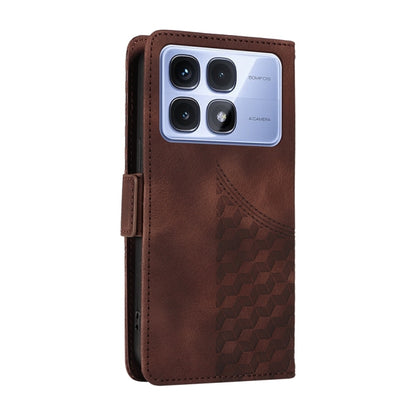 For Redmi K70 Ultra Embossed Rhombus Starry Leather Phone Case(Brown) - Xiaomi Cases by buy2fix | Online Shopping UK | buy2fix