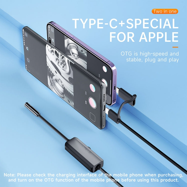 AN112 2 in 1 USB-C / Type-C + 8 Pin Interface 5.5mm HD Industry Endoscope, Length:2m Soft Tube -  by buy2fix | Online Shopping UK | buy2fix