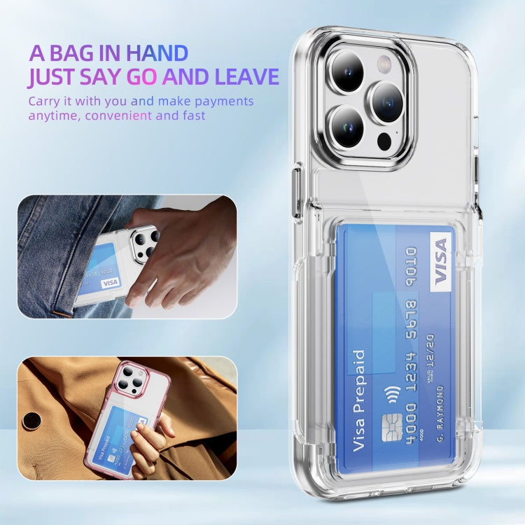 For iPhone 16 Card Holder Acrylic Hybrid TPU Phone Case(Transparent) - iPhone 16 Cases by buy2fix | Online Shopping UK | buy2fix