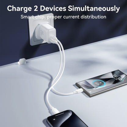 JOYROOM JR-TCF21 20W Dual Ports USB + Type-C Charger, Plug:UK Plug(White) - USB Charger by JOYROOM | Online Shopping UK | buy2fix