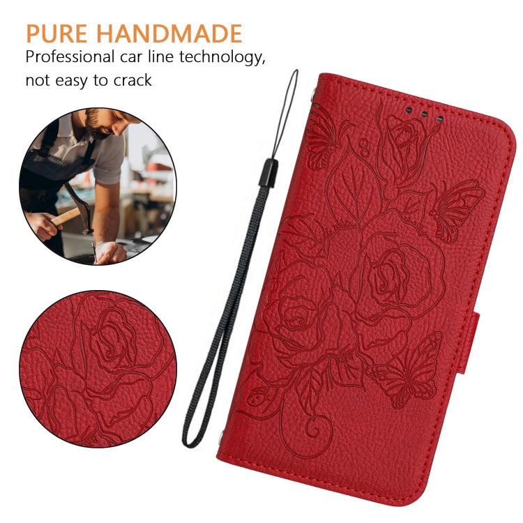 For Blackview A52 Embossed Rose RFID Anti-theft Leather Phone Case(Red) - More Brand by buy2fix | Online Shopping UK | buy2fix