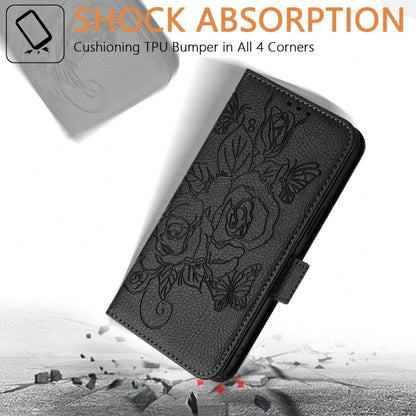 For Blackview A52 Embossed Rose RFID Anti-theft Leather Phone Case(Black) - More Brand by buy2fix | Online Shopping UK | buy2fix