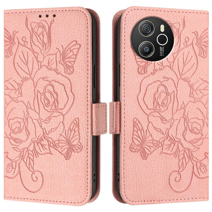 For Blackview Shark 8 Embossed Rose RFID Anti-theft Leather Phone Case(Pink) - More Brand by buy2fix | Online Shopping UK | buy2fix