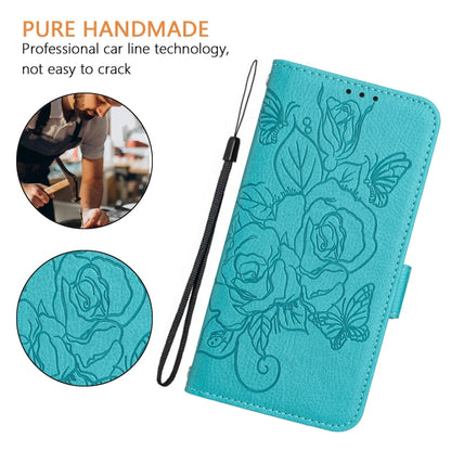 For Google Pixel 9 / 9 Pro Embossed Rose RFID Anti-theft Leather Phone Case(Light Blue) - Google Cases by buy2fix | Online Shopping UK | buy2fix