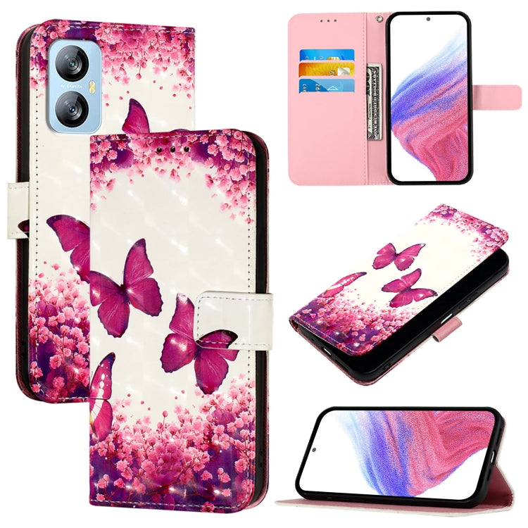 For Blackview A52 3D Painting Horizontal Flip Leather Phone Case(Rose Butterfly) - More Brand by buy2fix | Online Shopping UK | buy2fix