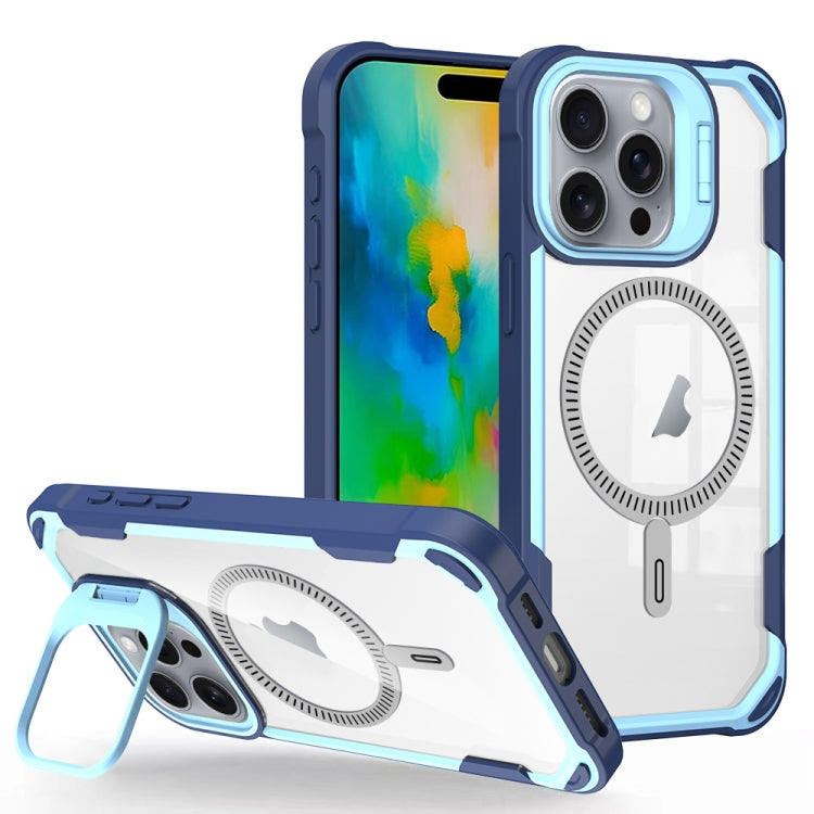 For iPhone 16 Pro Max Transparent Acrylic MagSafe Lens Holder Phone Case(Blue) - iPhone 16 Pro Max Cases by buy2fix | Online Shopping UK | buy2fix