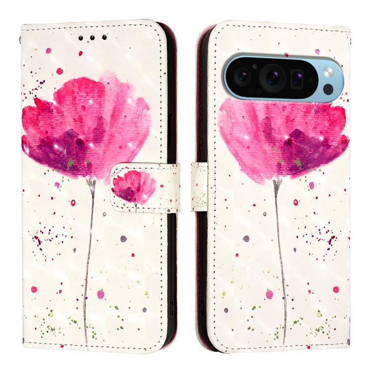 For Google Pixel 9 3D Painting Horizontal Flip Leather Phone Case(Flower) - Google Cases by buy2fix | Online Shopping UK | buy2fix