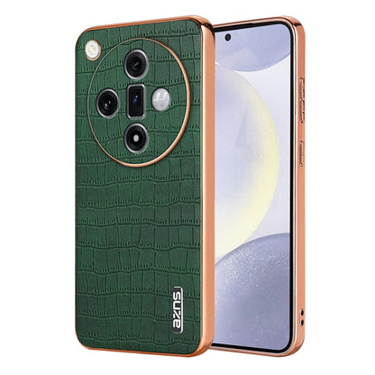 For OPPO Find X7 Ultra AZNS Electroplated Frame Crocodile Texture Full Coverage Phone Case(Green) - Find X7 Ultra Cases by AZNS | Online Shopping UK | buy2fix