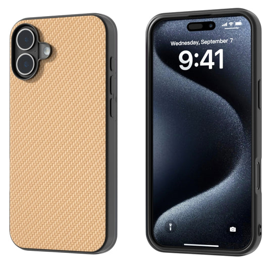 For iPhone 16 Plus Carbon Fiber Texture Protective Phone Case(Gold) - iPhone 16 Plus Cases by buy2fix | Online Shopping UK | buy2fix