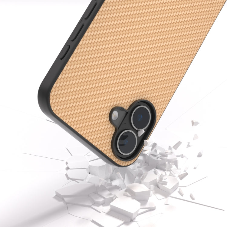 For iPhone 16 Plus Carbon Fiber Texture Protective Phone Case(Gold) - iPhone 16 Plus Cases by buy2fix | Online Shopping UK | buy2fix