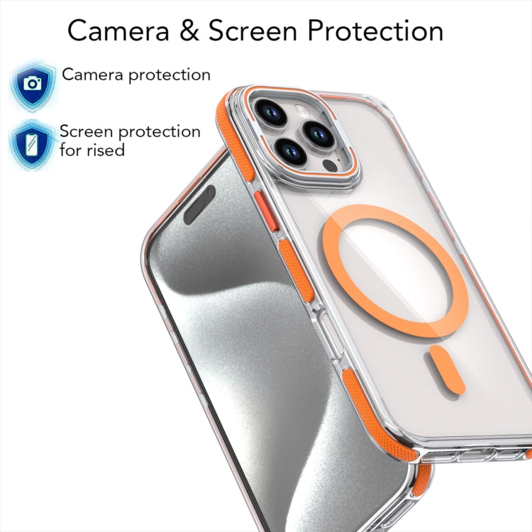 For iPhone 16 Dual-Color Clear Acrylic Hybrid TPU Lens Flip Holder MagSafe Phone Case(Blue) - iPhone 16 Cases by buy2fix | Online Shopping UK | buy2fix