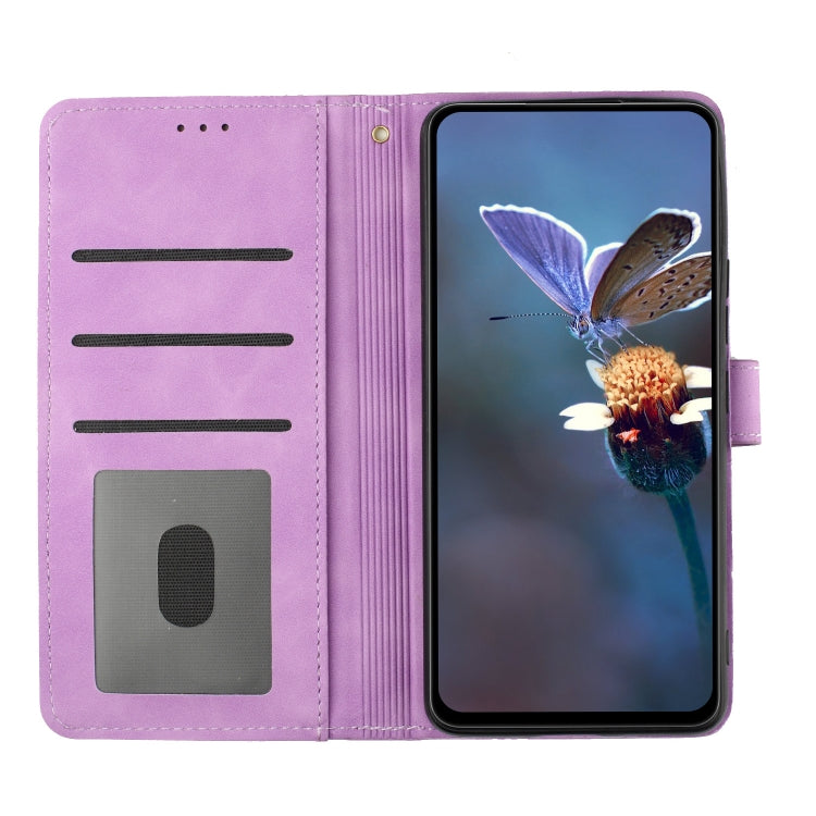 For Samsung Galaxy S25+ 5G Flower Embossing Pattern Leather Phone Case(Purple) - Galaxy S25+ 5G Cases by buy2fix | Online Shopping UK | buy2fix