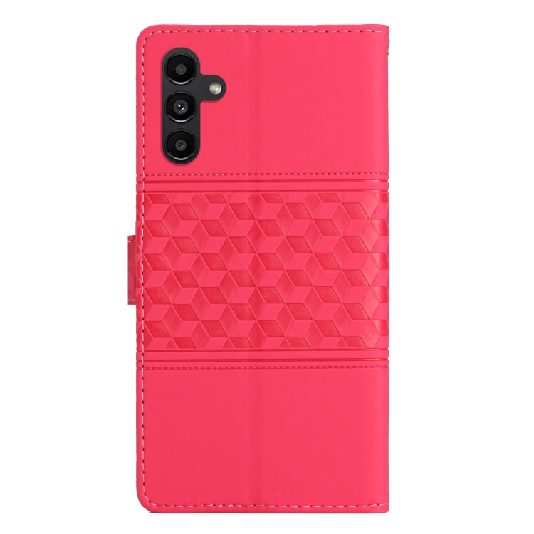 For Samsung Galaxy S25 5G Diamond Embossed Skin Feel Leather Phone Case(Red) - Galaxy S25 5G Cases by buy2fix | Online Shopping UK | buy2fix