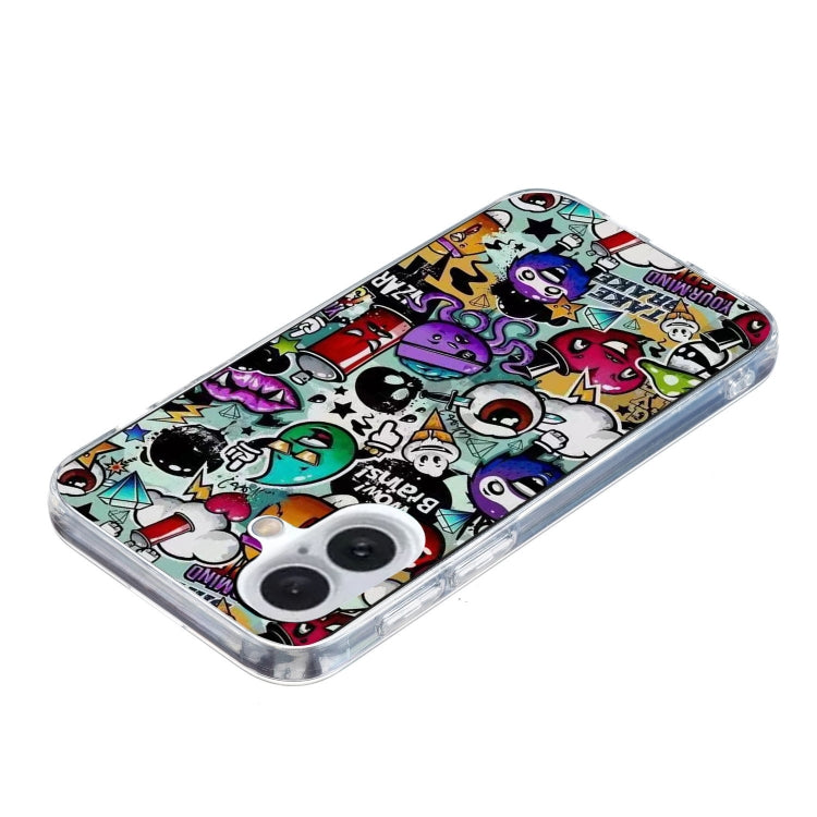 For iPhone 16 Colored Drawing Pattern TPU Phone Case(Graffiti) - iPhone 16 Cases by buy2fix | Online Shopping UK | buy2fix