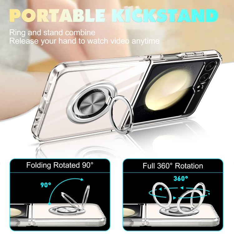 For Samsung Galaxy Z Flip6 5G MagSafe Transparent PC Folding Phone Case with Ring Holder - Galaxy Z Flip6 5G Cases by buy2fix | Online Shopping UK | buy2fix