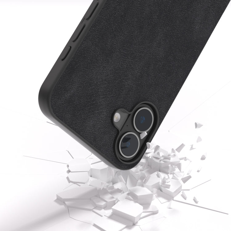 For iPhone 16 Plus Black Frame PU Leather Full Coverage Phone Case(Black) - iPhone 16 Plus Cases by buy2fix | Online Shopping UK | buy2fix