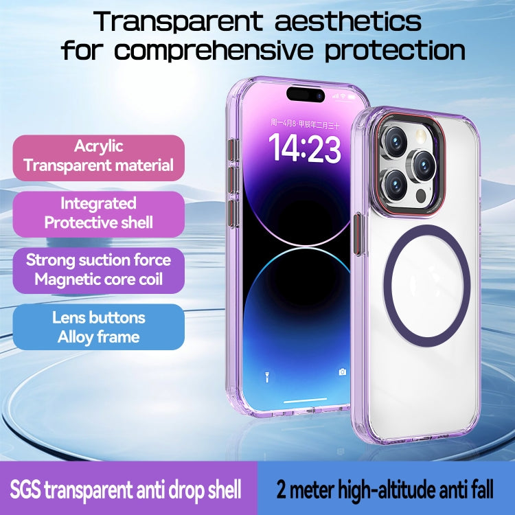 For iPhone 12 Pro Max Crystal TPU Hybrid PC MagSafe Phone Case(Transparent Purple) - iPhone 12 / 12 Pro Cases by buy2fix | Online Shopping UK | buy2fix