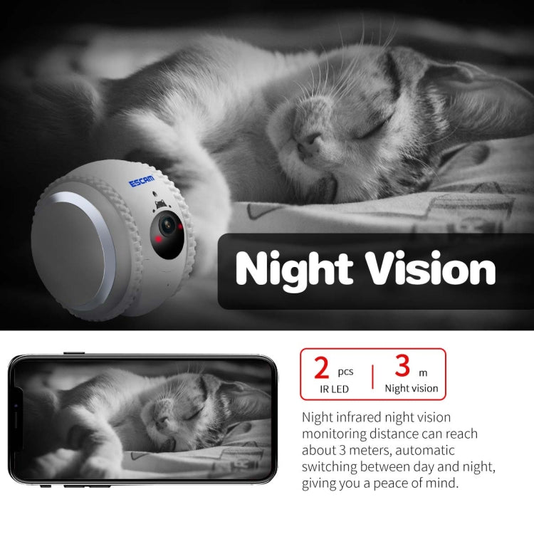 ESCAM QF011 2MP Smart Pet Robot Camera with Night Vision & APP Remote Control(EU Plug) - Wireless Camera by ESCAM | Online Shopping UK | buy2fix